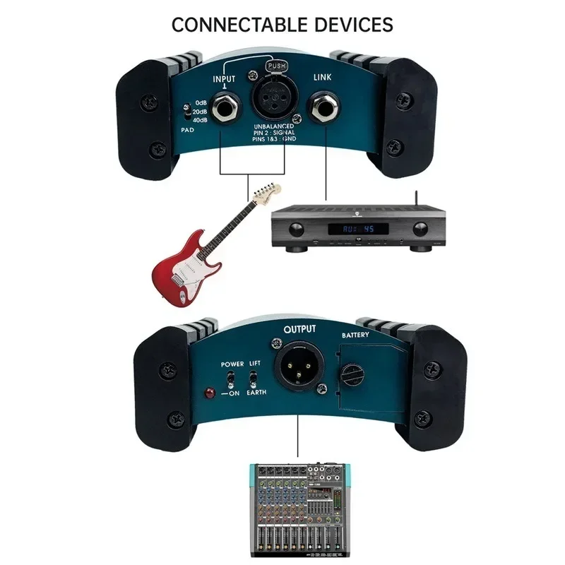 

Professional Audio Active DI Box Impedance Converter DIBOX Stage Effector Phantom Power Box