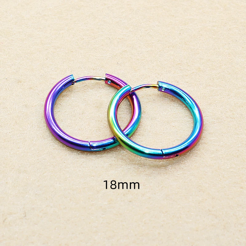 Herren Damen Creolen Bunte Kreise 2,5mm 316L Edelstahl Ohrringe IP-Beschichtung Nicht Verblassend Allergiefrei – Detail 9