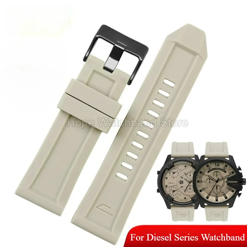 Premium Quality Skin-Friendly Comfortable Silicone Watchband Straight Interface for Diesel DZ4496/4323/7416/4476 Watch Accessory