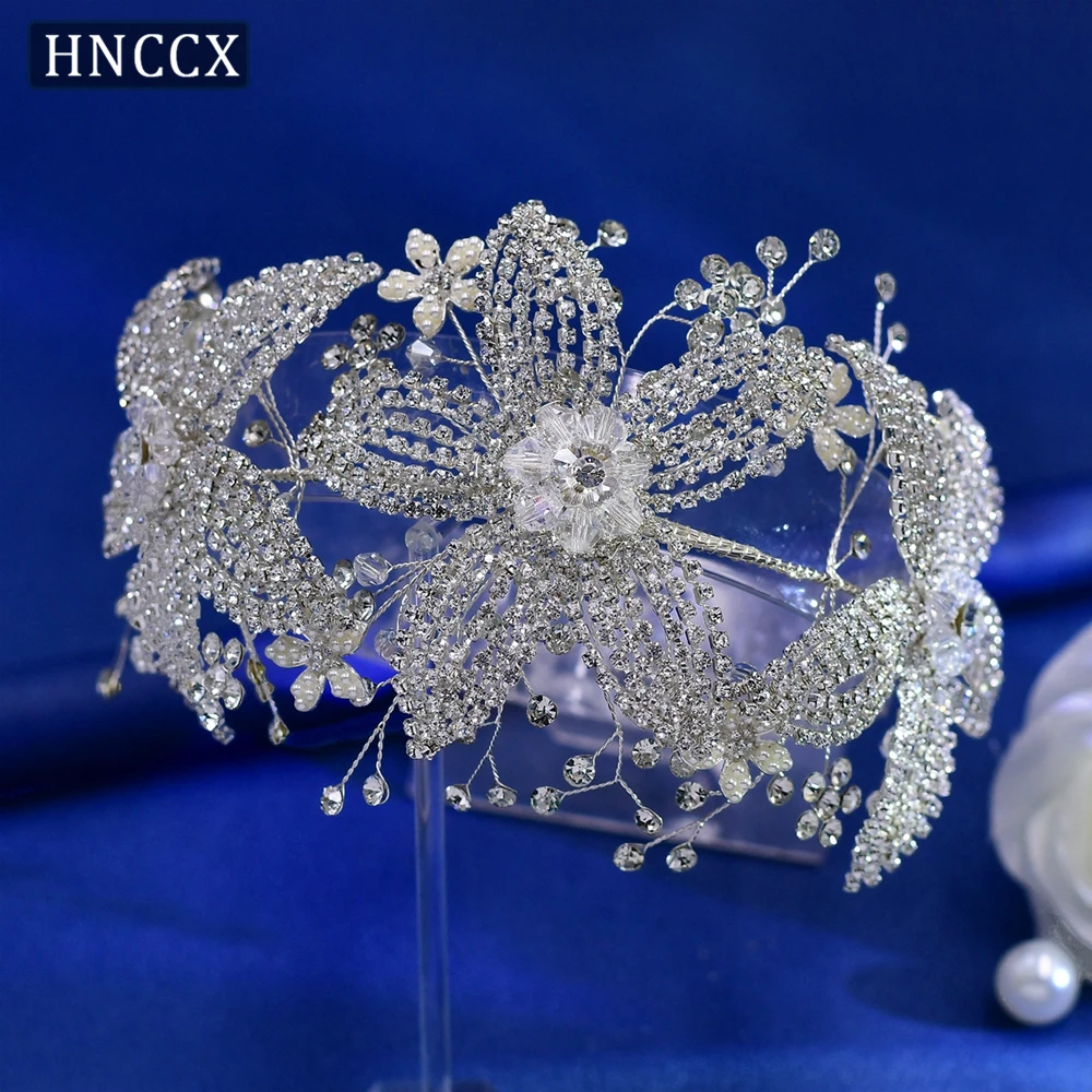 HNCCX accessori per capelli da sposa fatti a mano fascia da sposa fiori di strass lucidi copricapo per copricapo da donna di lusso CP252