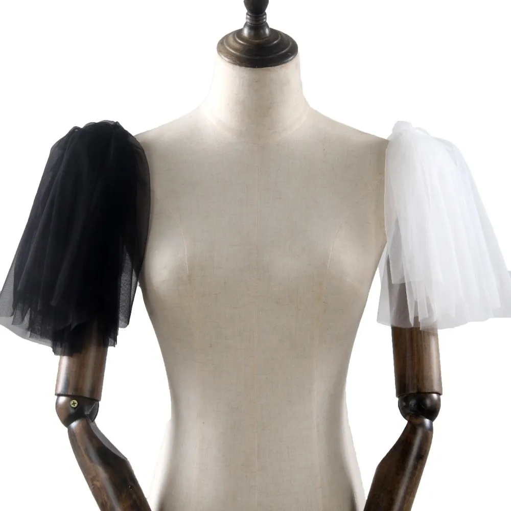 Elegant Tulle Bridal Sleeves Detachable Puffy Bridal Shawl Solid Color Photography Prop Wedding Dress Accessories