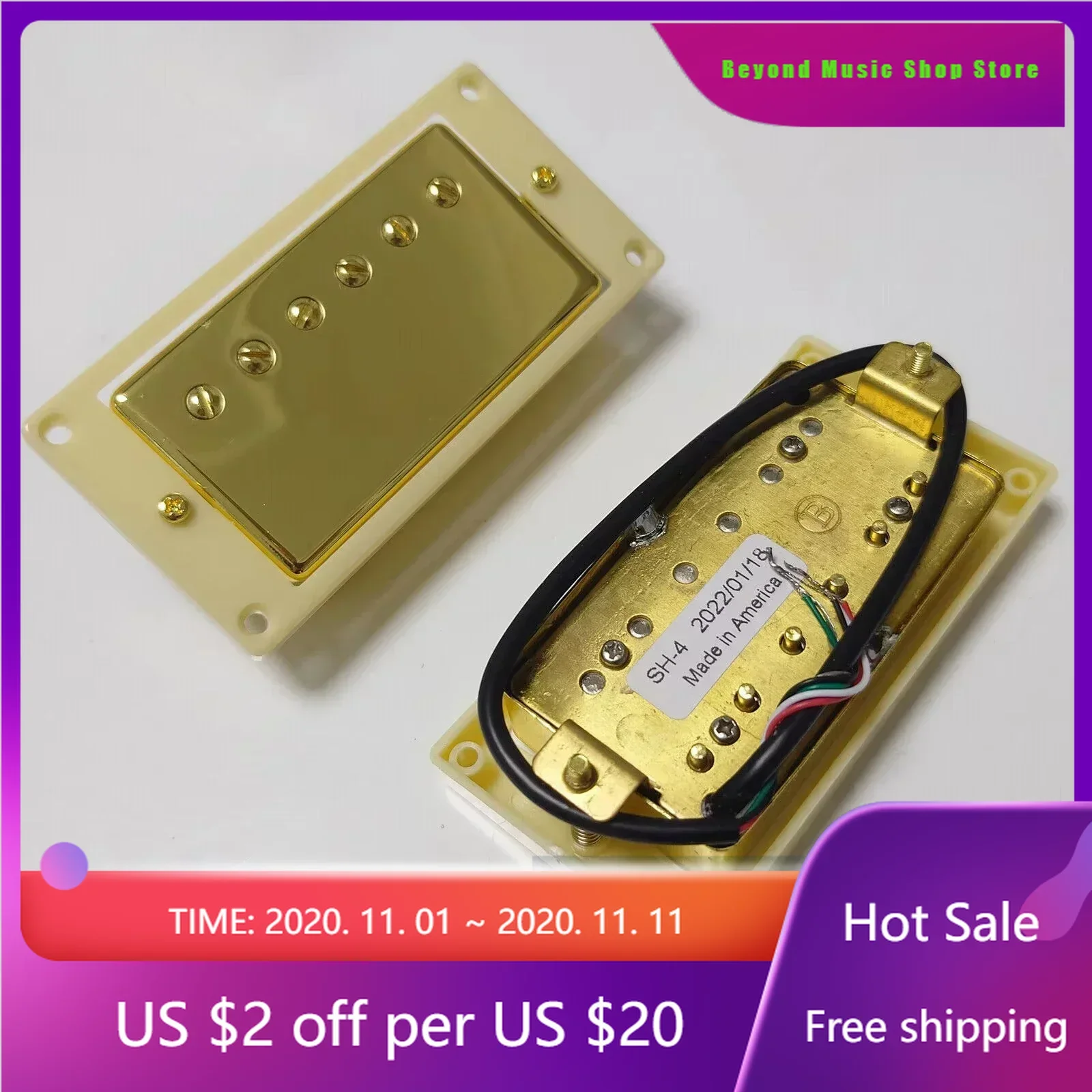 

Beyond Music Shop Store--Guitar Humbucker Pickup with 1V1T Wiring Harness 4C for LP/SG Electric Guitar Replacement Parts