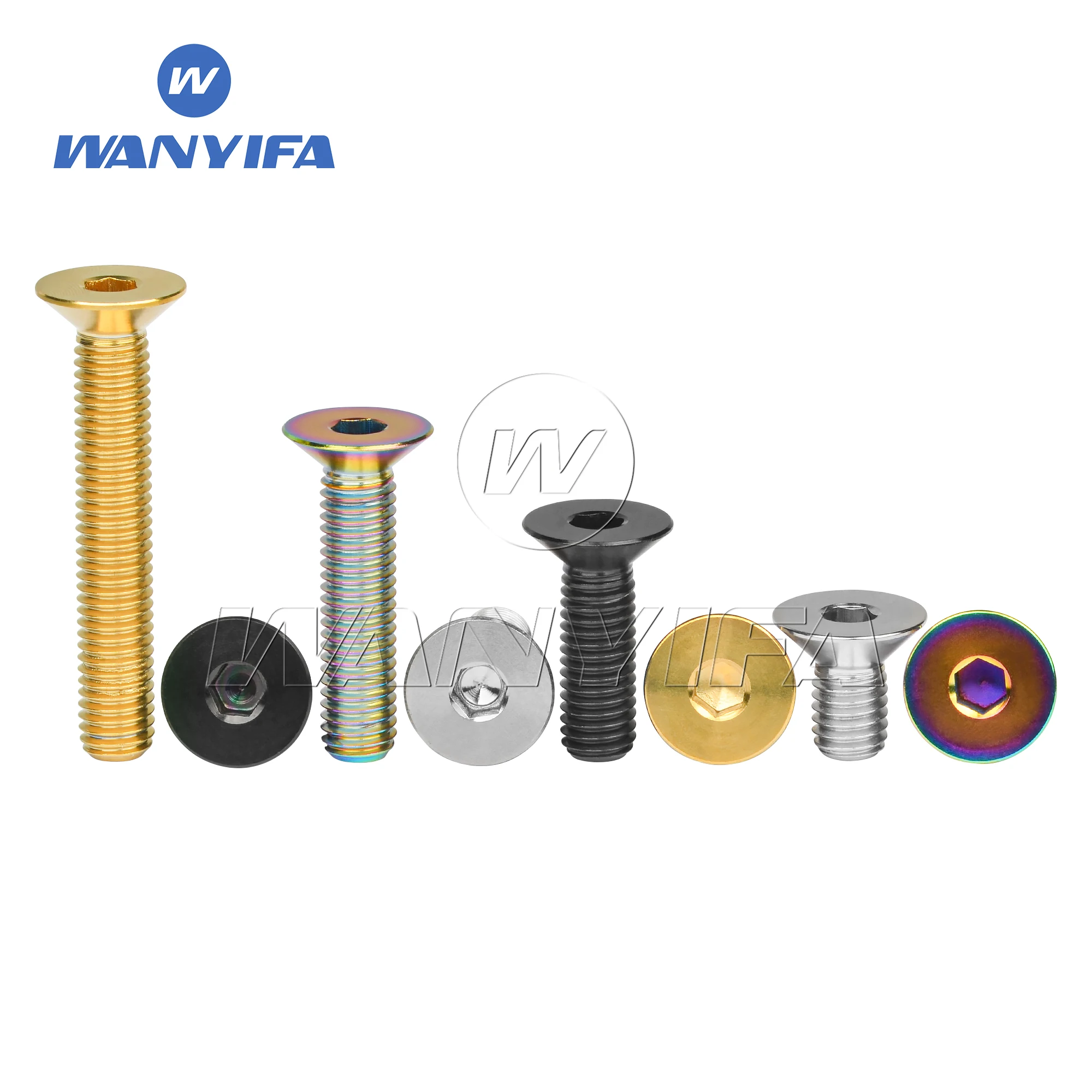 Wanyifa Titanium Bolt M8x15 20 25 30 35 40 45 50 60 65mm Countersunk Head Hex Ti Screws for Bicycle Motorcycle