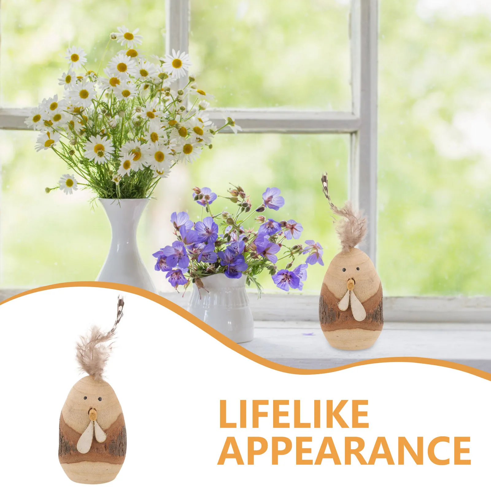 

Adorable Wooden Chicken Statue Garden Decoration Lifelike Appearance Intricate Details Waterproof Outdoor Decor