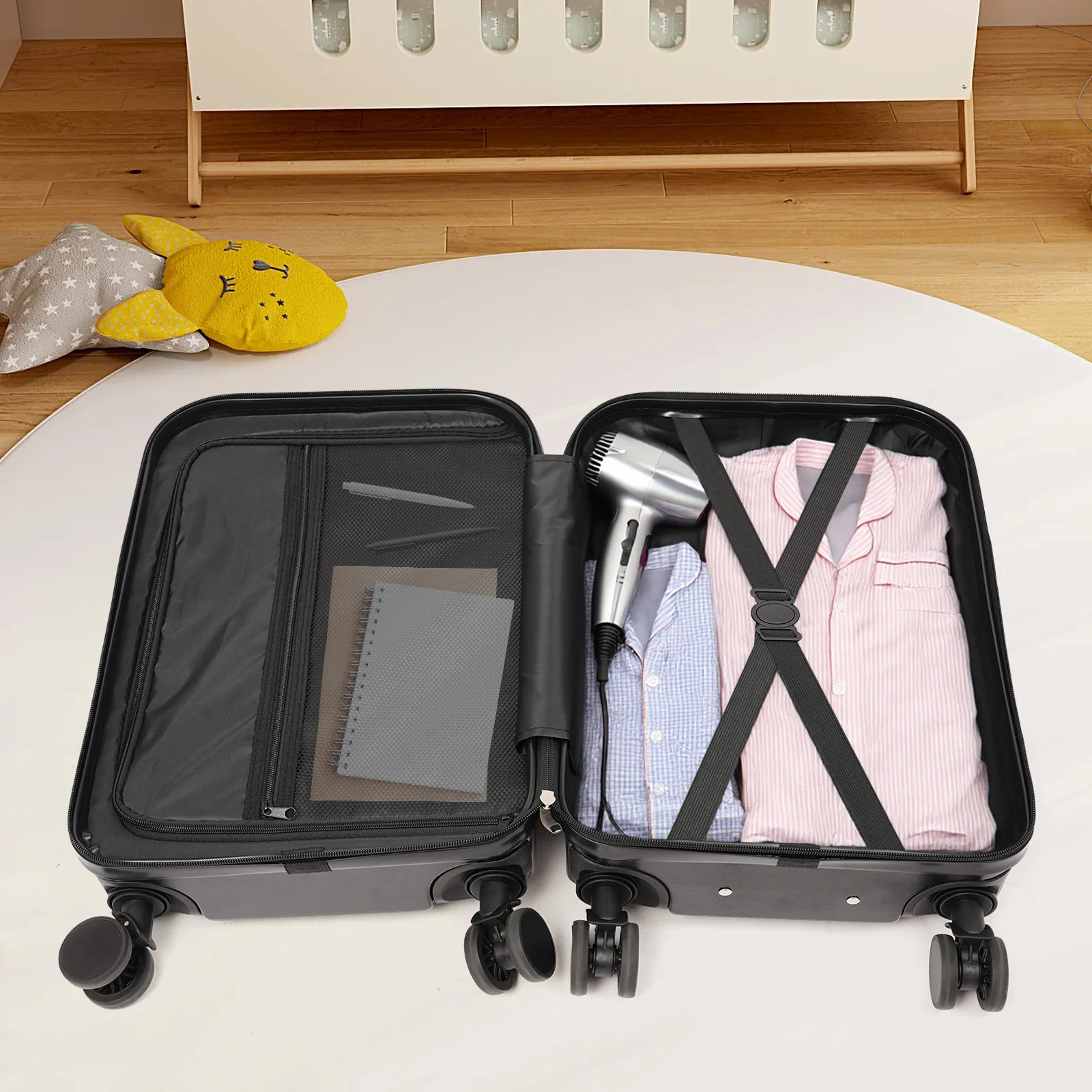 

20-дюймовый многофункциональный дорожный чемодан, регулируемая 2-ступенчатая тележка, легко чистится, USB-порт для деловых поездок, отделения для замены отпуска