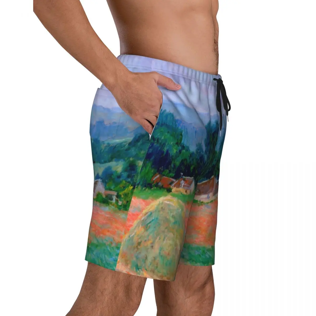 Claude Monet-Boardshorts Pintura Quick Dry dos homens, Shorts Board, Haystack em Giverny, Swim Trunks, impressão personalizada, ternos de banho