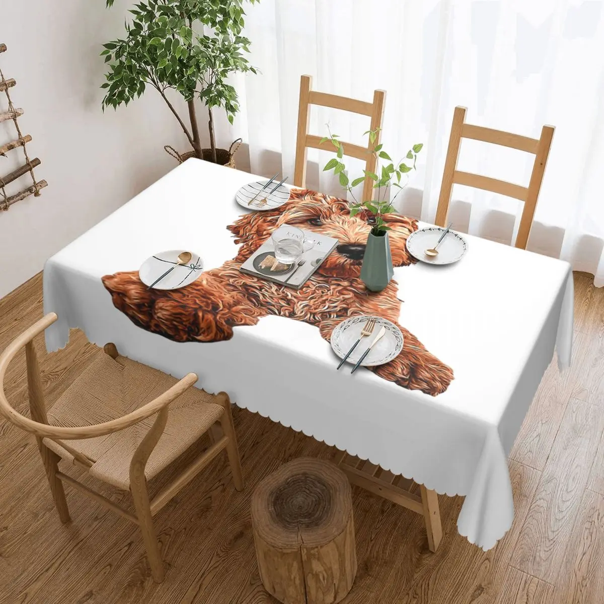 Cavapoo Labradoodle Goldendoodle Poodle Mix Rectangular Tablecloth Waterproof Table Cover for Dining Events Table Cloth