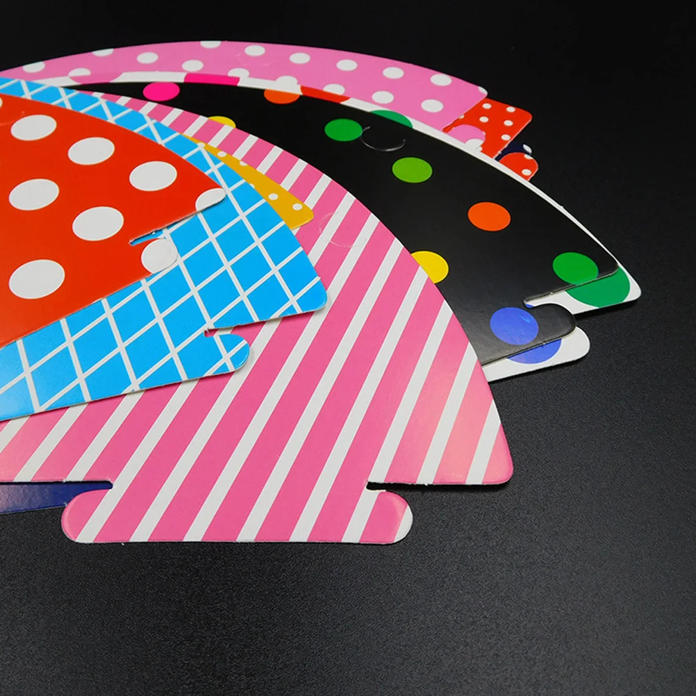 

11pcs Paper Hat Birthday Party Cone Hats for Pets Extra Large Colorful Dots Stripe Design DIY Cat Dog Wedding