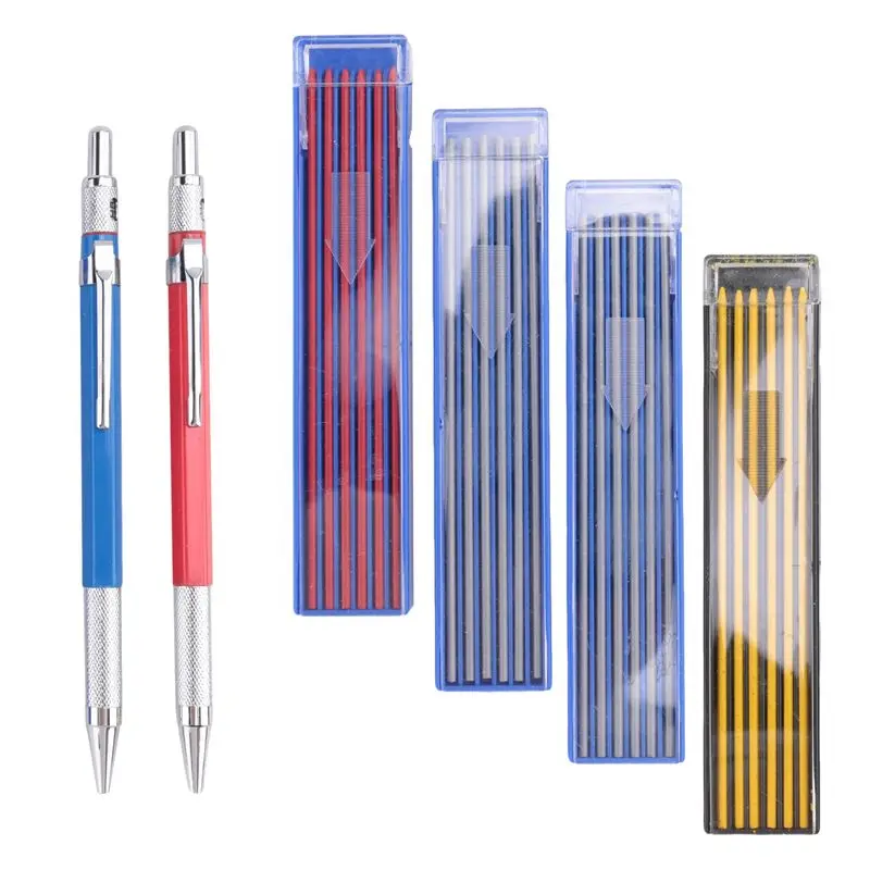 A04G-2Pcs Welders Pencil Round Refills Pencils With Metal Welding Marker For Tube Pipe Fitter/Welder