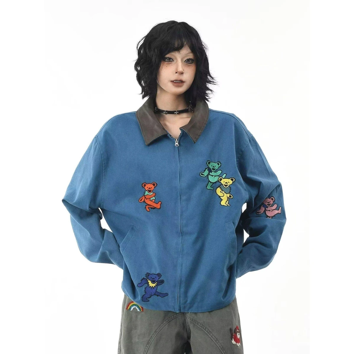 

Spring Autumn Loose Men's Jaet Hip Hop Sle High Street Trend Harajuku Korean Version Casual Coat Stand Fit Long Sve