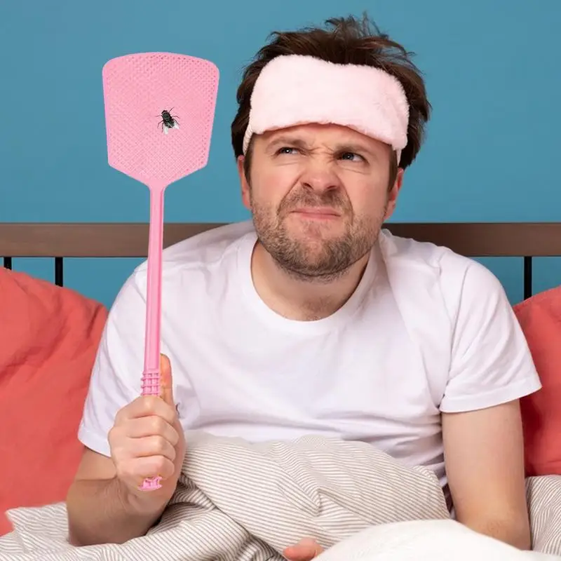 Flyswatter Strong Manual Fly Swats Vibrant Colorful Fly Racket Durable and Flexible Long Handle Fly Swatter Manual Long Handle