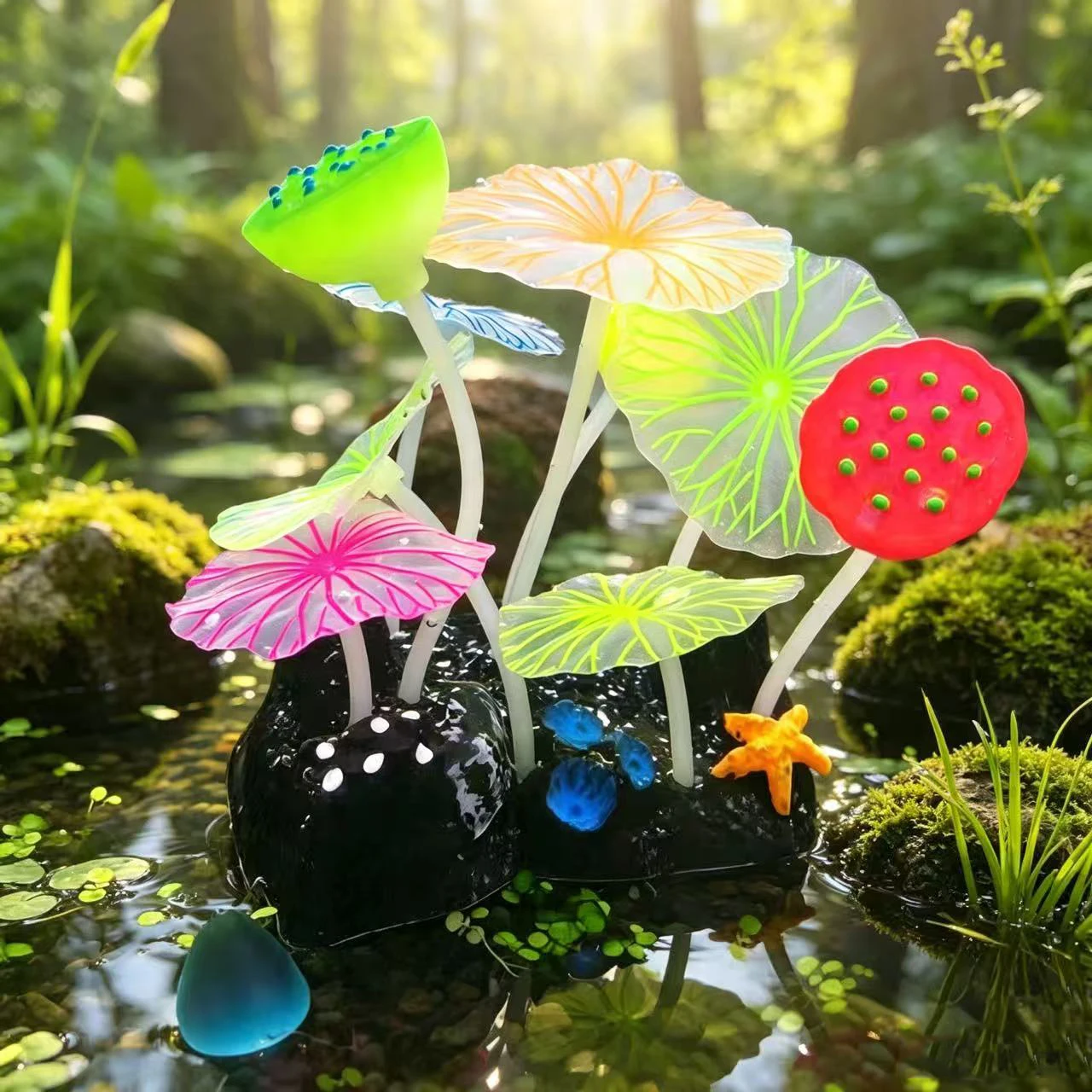 수중 발광 실리콘 3개 연꽃 씨 껍질 6개 투명 연꽃잎 - Aquarium Plant Seeds 리뷰 및 가격