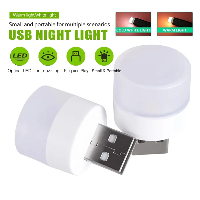 

5pcs 5V Mini USB Plug Lamp Super Bright Eye Protection Book Light Computer Mobile Power Charging USB Small Round LED Night Light