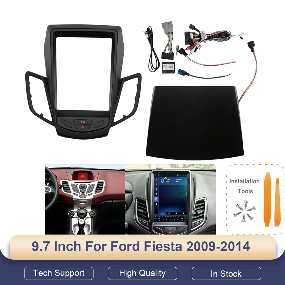 

For Ford Fiesta 2009-2014, 9.7-Inch 2-DIN For Tesla Style Car Radio Fascia with Navigation & Video Player