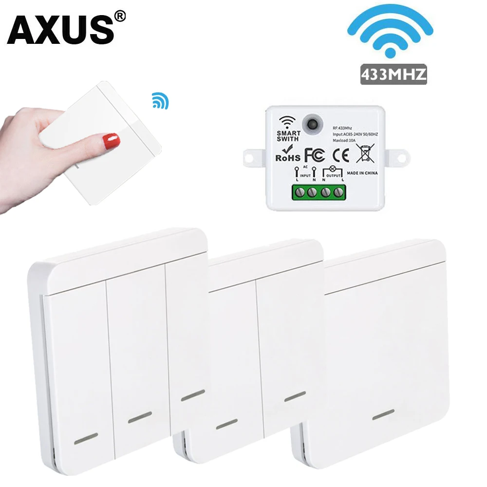 

Беспроводной настенный выключатель-реле на 1/2/3 клавиши, приемник RF 433 МГц, панельный выключатель с дистанционным управлением для светодиодных ламп, 10А, 110В/220В