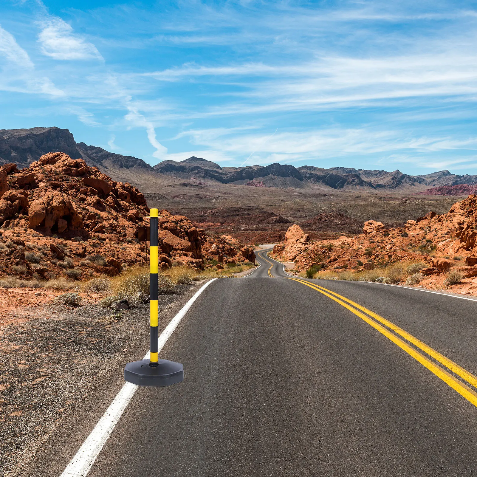 

Durable Yellow Black Water Fillable Crash Barrier Elastic Column Isolation Pile Warning Colum Barricade Cone Traffic Management