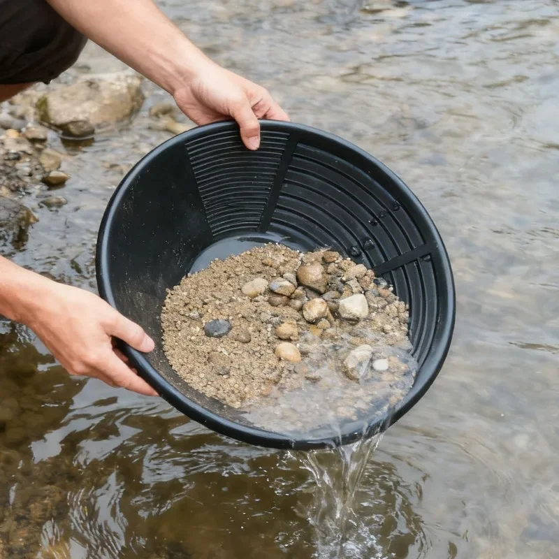 وعاء الذهب الأسود غربال السلطانية الذهب عموم أداة التعدين وعاء بلاستيكي التنقيب نهر غسل الذهب معدات التنقيب أداة الكشف عن المعادن