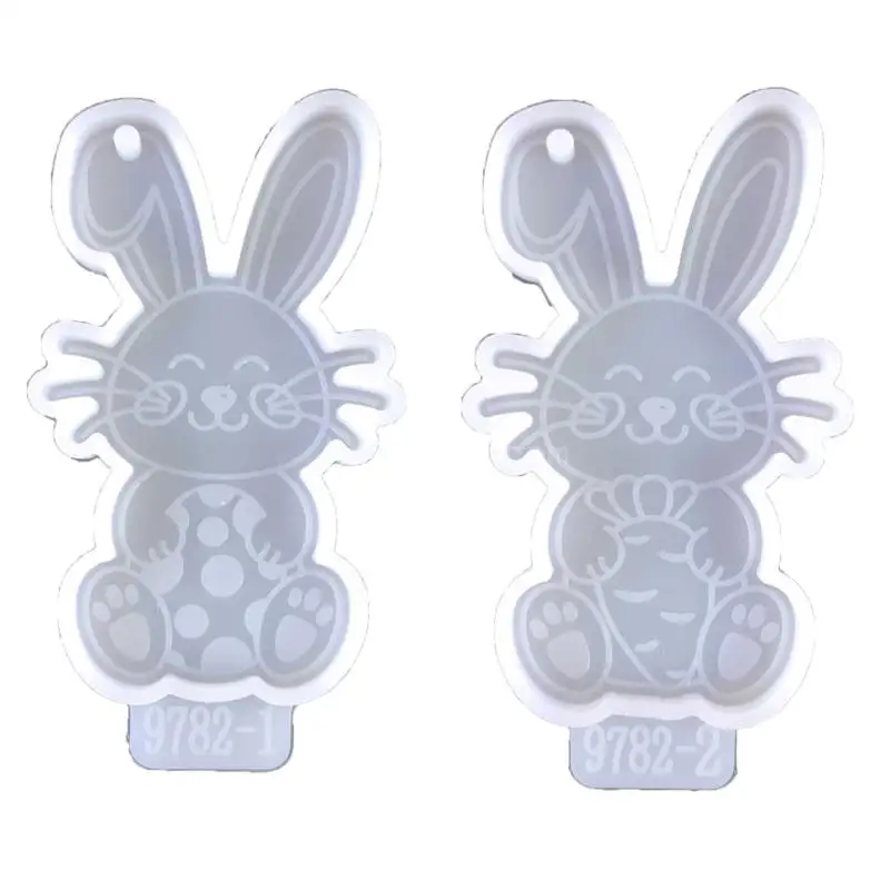 Versatile Easter Rabbit Keychain Mold Adorable Resin Easter Rabbit Keychains Making Silicone Mold for DIY Enthusiasts