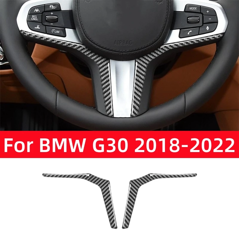 

For BMW 5 Series G30 2018-2022 Accessories Carbon Fiber Interior Car Steering Wheel Panel Left and Right Trim Strips Cover