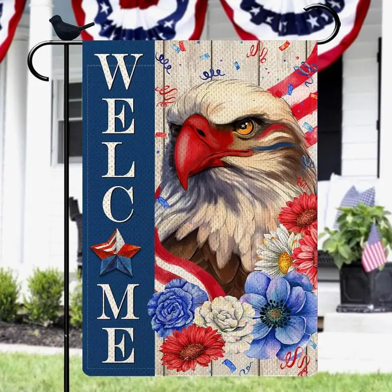 USA Patriotic Let Freedom Garden Flag Double Sided 4th Of July Independence Day Flag With Eagle Pattern For Yard Decoration