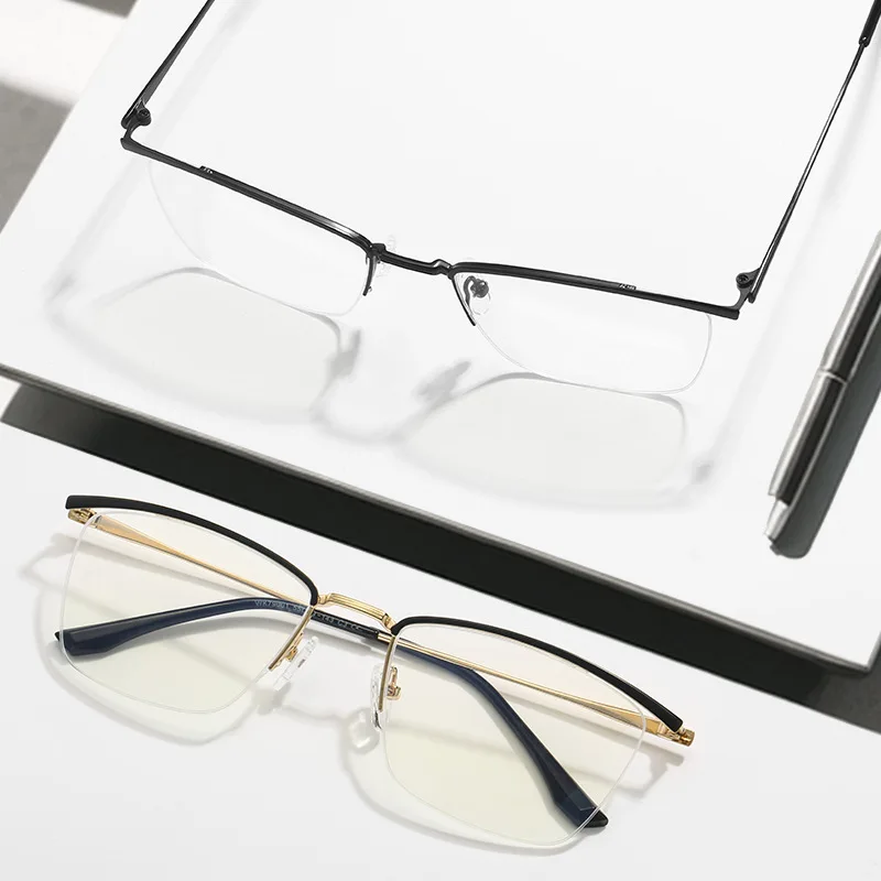 EYORA ريترو التيارات المعدنية نصف إطار نظارات للقراءة مكافحة بلو راي قصر النظر ومد البصر اللونية وصفة طبية نظارات عدسة