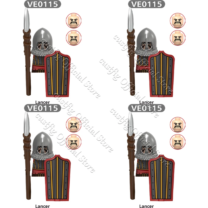 MOC Mittelalterliche Militärburg Ritter Soldat Actionfigur Baustein Lancer Guard Bogenschütze Rüstung Krieger Schild DIY Ziegel Spielzeug