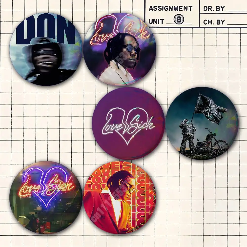 Rapper D-Don T-Toliver Love Sick Button Badge 2PC Sets for Bags & Clothes & Accessories Metal Pin Creative Gift