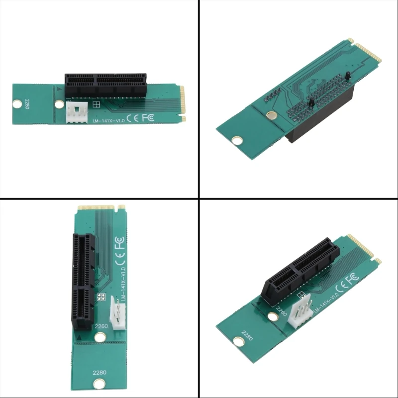 NGFF M2 ke PCI-E 4X Riser Card Adapter dengan Kabel Listrik Aksesoris Komputer R2LB