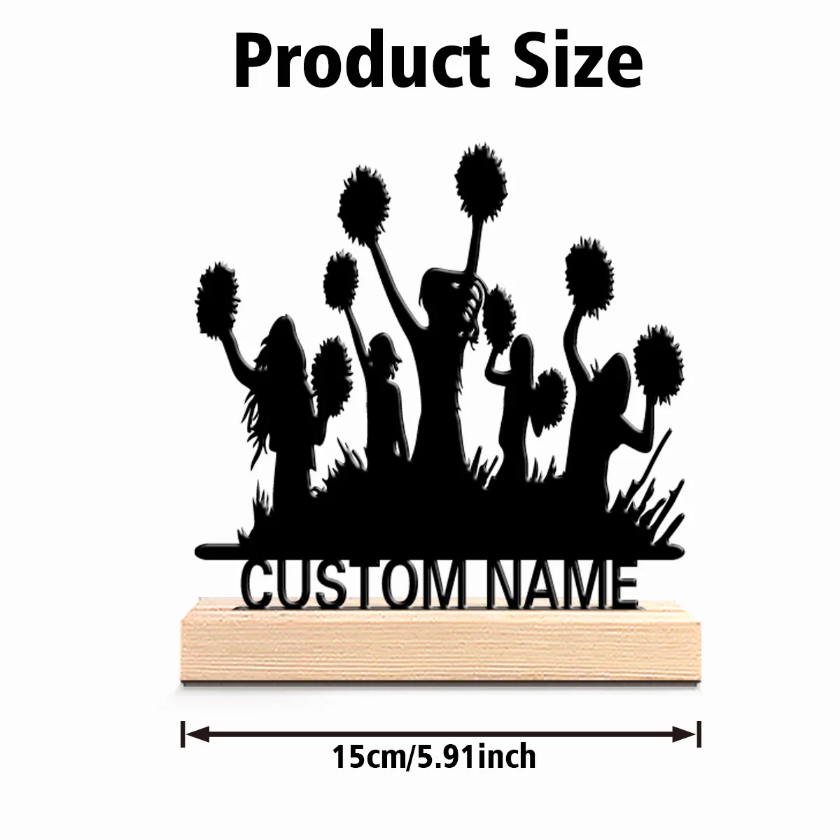 1pc Retro Personalized Custom cheerleading team Metal Statues Modern Wooden Base Decor for Office Living Room Nature-Inspired