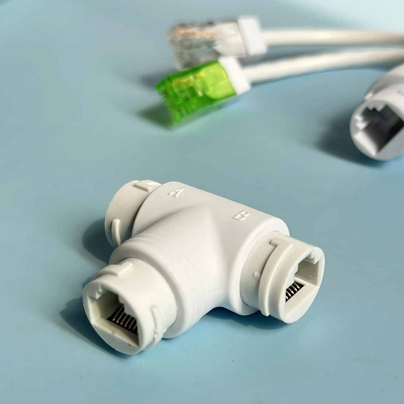 POE Splitter 2-in-1 Network Cabling Connector Three-way RJ45 Connector for Security Camera install