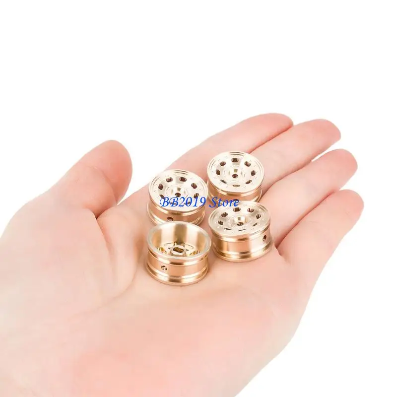 Q0KB Upgradesd Brass Wheel Hubs Metal Wheel Rims Crawlers Car Upgrades for 1/30 SCX30 Rock Crawlers Increased Ground Clearance