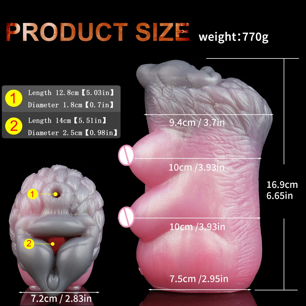 GEEBA Animal She-wolf Fantasy Two channel Onahole Silicone Male Masturbator Realistic Textured Pocket Pussy Stroker Adult SexToy