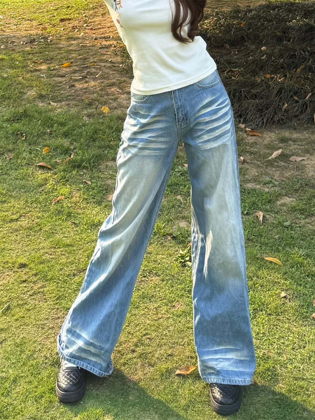 

High Waist Slim Fit Blue Washed Denim Jeans Women's Slimming Vintage American Style Summer New Arrival Casual Wear