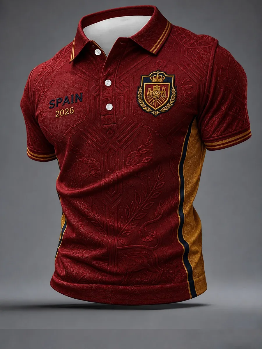 2026 Edition Spanish Soccer Polo Shirt with 3D Print - Comfortable and Breathable - Suitable for Both Men and Women