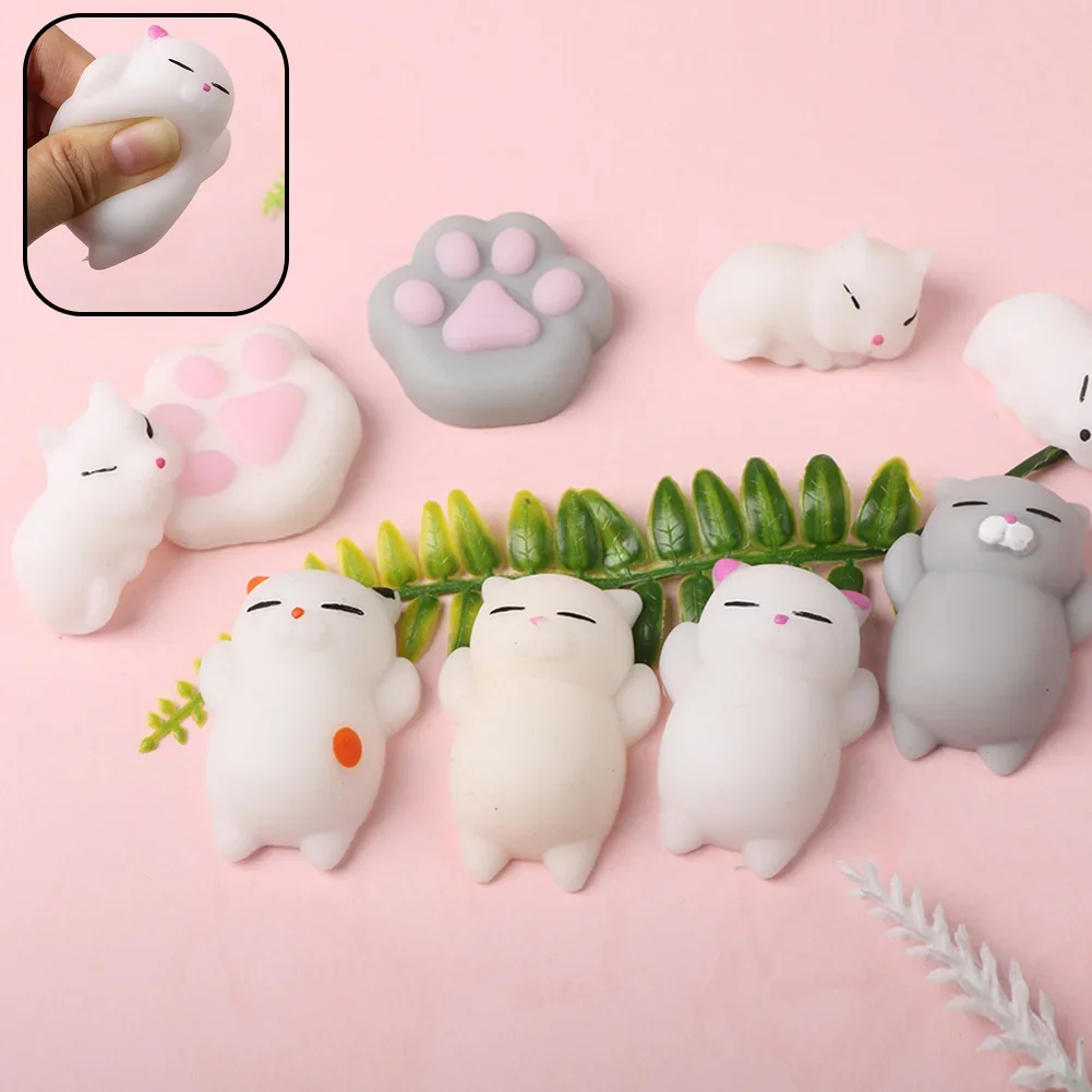 Kawaii Cat Paws Abreact Toys Cute Soft TPR Squeeze Pinch Funny Toys Squishy Mochi Animal Stress Relief Toys for Kids Adult