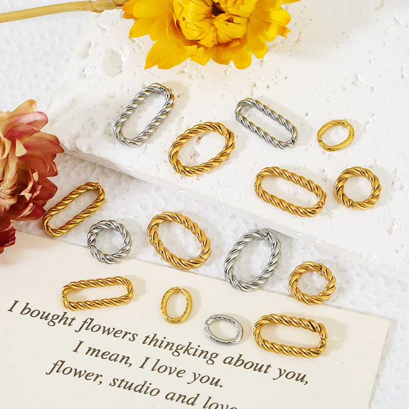 

10pcs Stainless Steel Rotundity Oval Rectangle Twist Open Jump Ring for Jewelry Making DIY Necklace Bracelet Jewelry Material