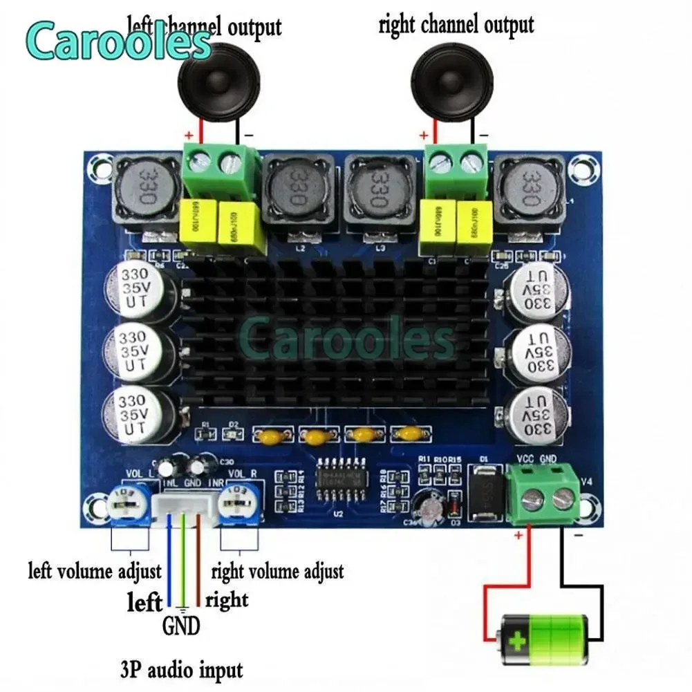 XH-M543 DC12-26V  2*120W Dual Channel DIY 240W Amplificador Sound Board TPA3116D2   Digital Stereo Audio Power Amplifier Board