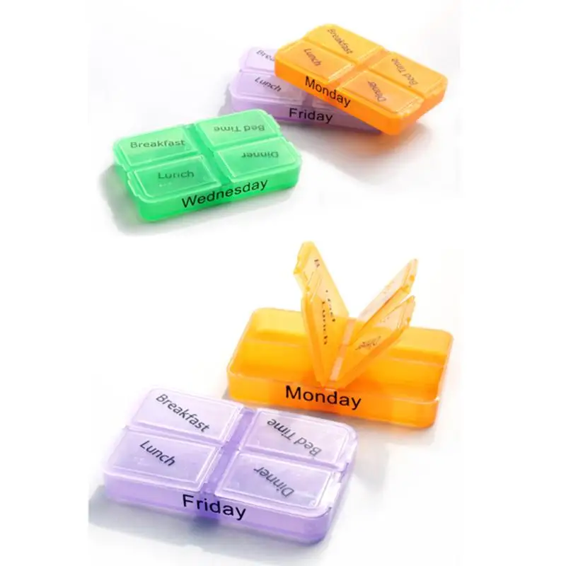 7 Days Pill Case Tablet Sorter Medicine Weekly Storage Box Colorful Design Container Case Organizer Pill Organizer Boxs