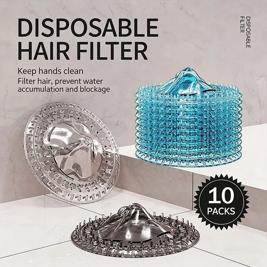 

10pcs，Bathroom floor drain filter screen, disposable hair proof bathroom anti blocking and non dirty hand filter screen artifact