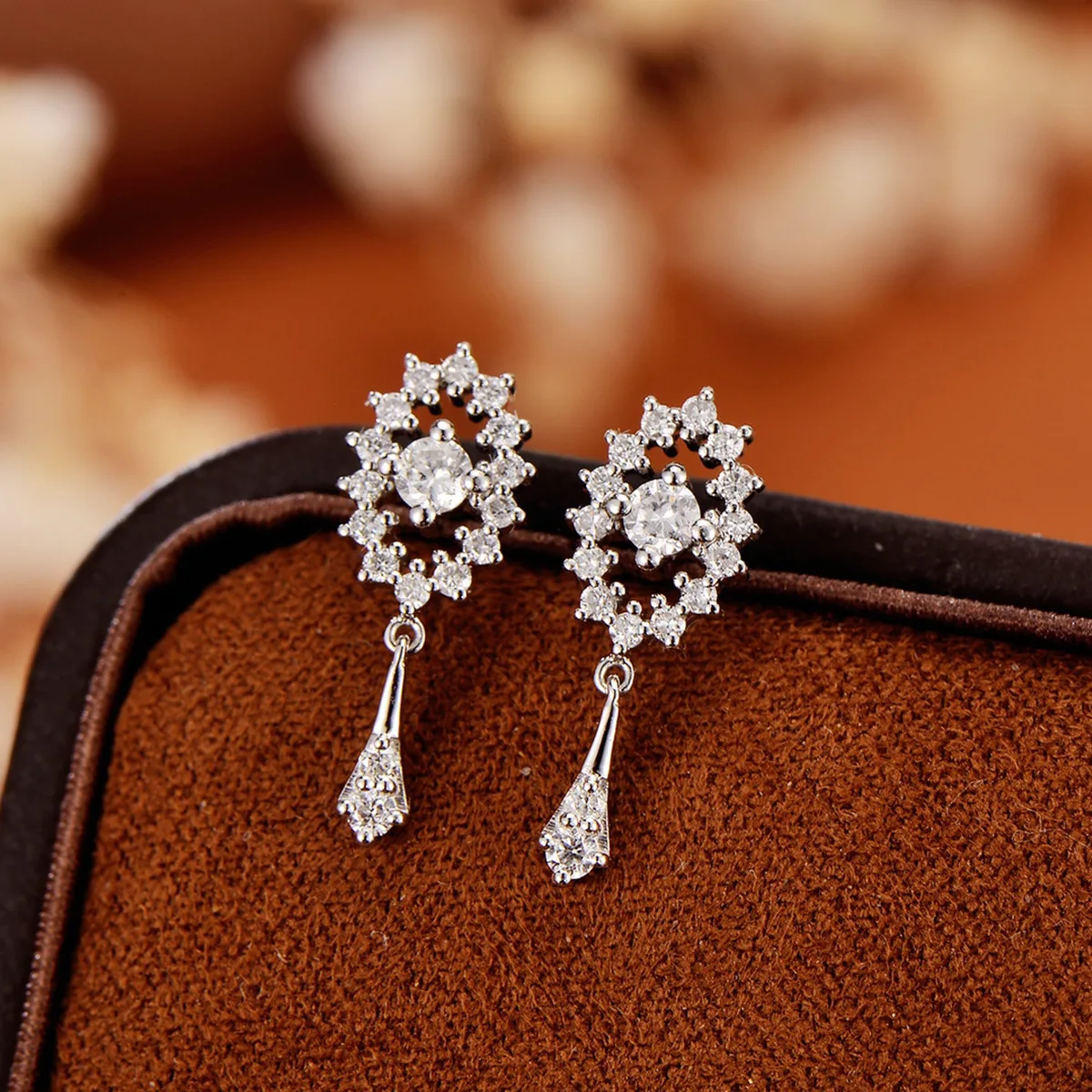 آرت ديكو 925 الفضة الدمعة الزركون قطرة المتدلية Goemetric القرط عين اللوفر الماس الأذن مربط المجوهرات المعمارية #5