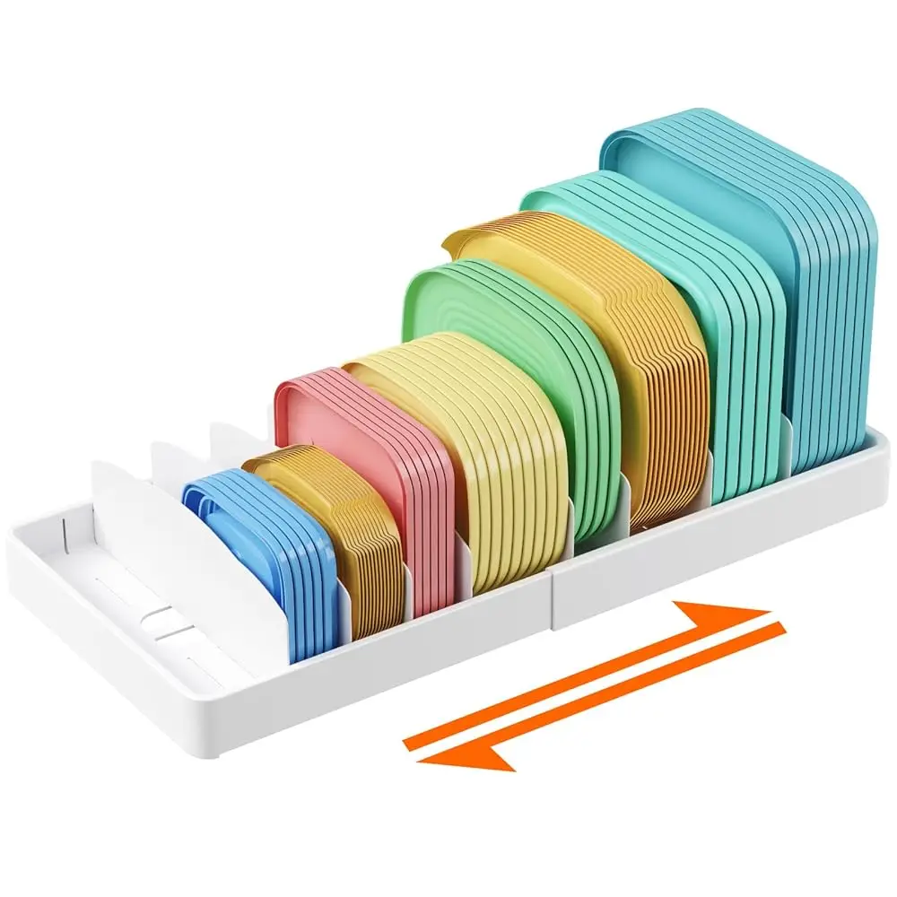 

Lid Organizers For Cabinet Adjustable, Extra Large 13-24"" Food Storage Container Lid Divider With 8 Inserts & 21 Compartments,