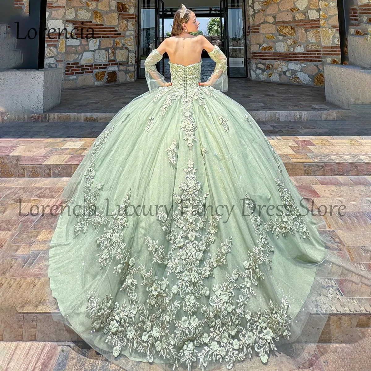 Quince anera Kleid süß 16 15 Ballkleid mexikanische 3d Blumen Applikation Perlen offen zurück Abend Party Kleider Vestidos de XV Anos