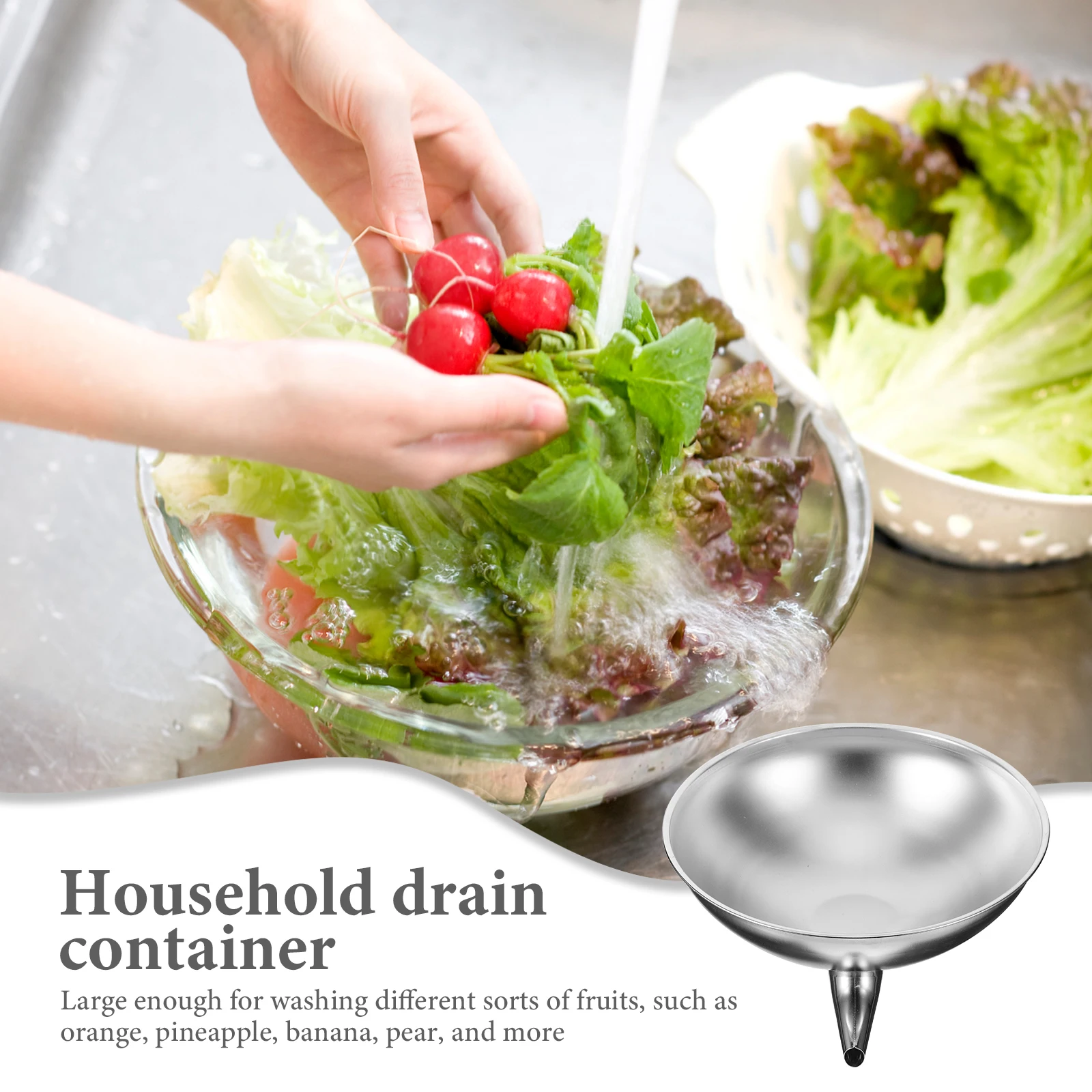 

Large Kitchen Draining Bowl Vegetable Washing Basket Stainless Steel Fruit Strainer Wear Resistant Basket Rice Washing Bowl