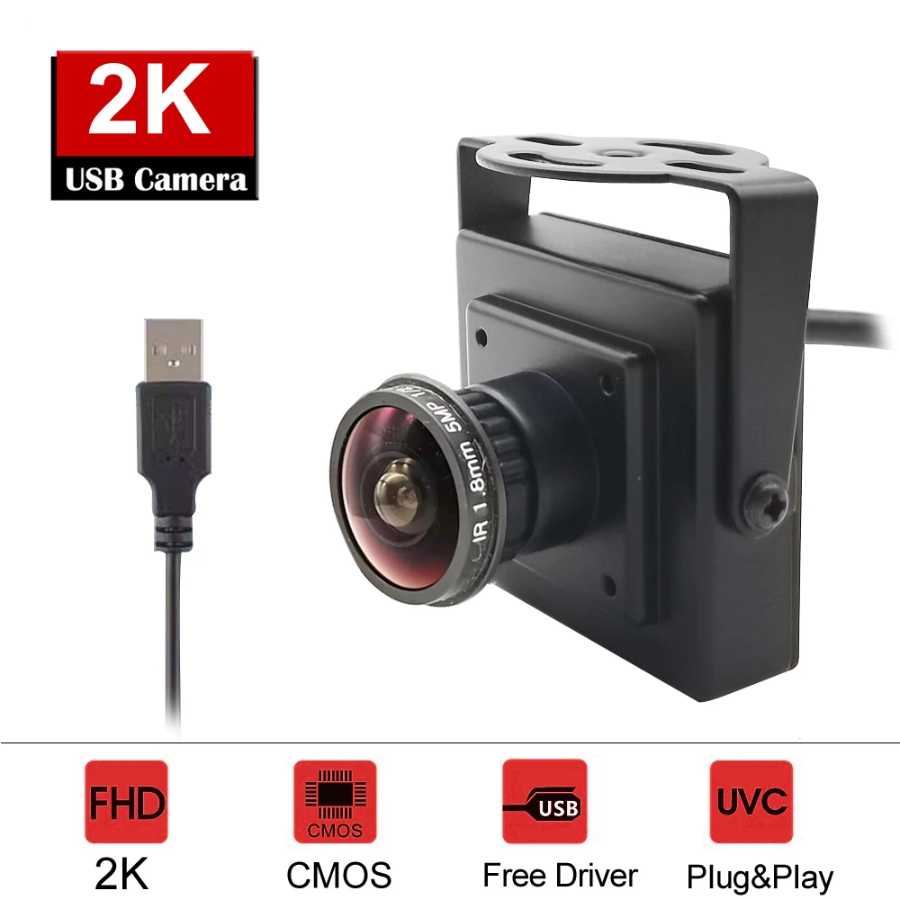 2K HD PC Webcam 2560x1440 160 Degree Wide Angle USB Camera Plug And Play For Online Classes Video Conferences Live Broadcasts