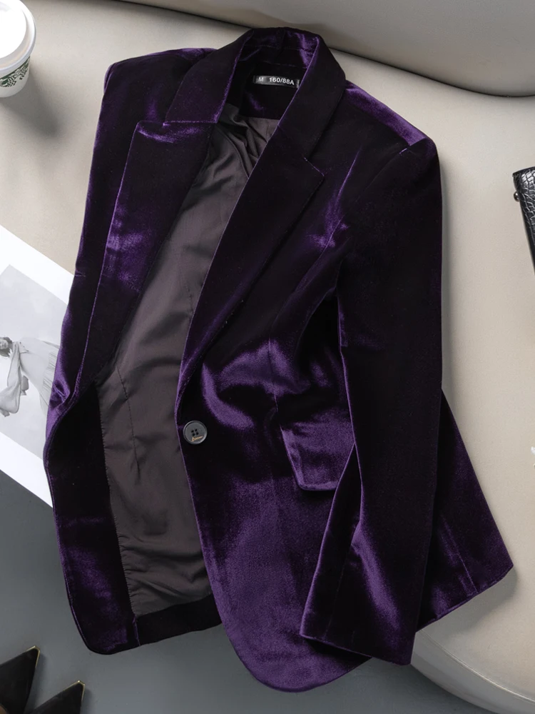 

Gold Velvet Suit Jacket for Women 2025 New Autumn and Winter Casual High-end Small Suit