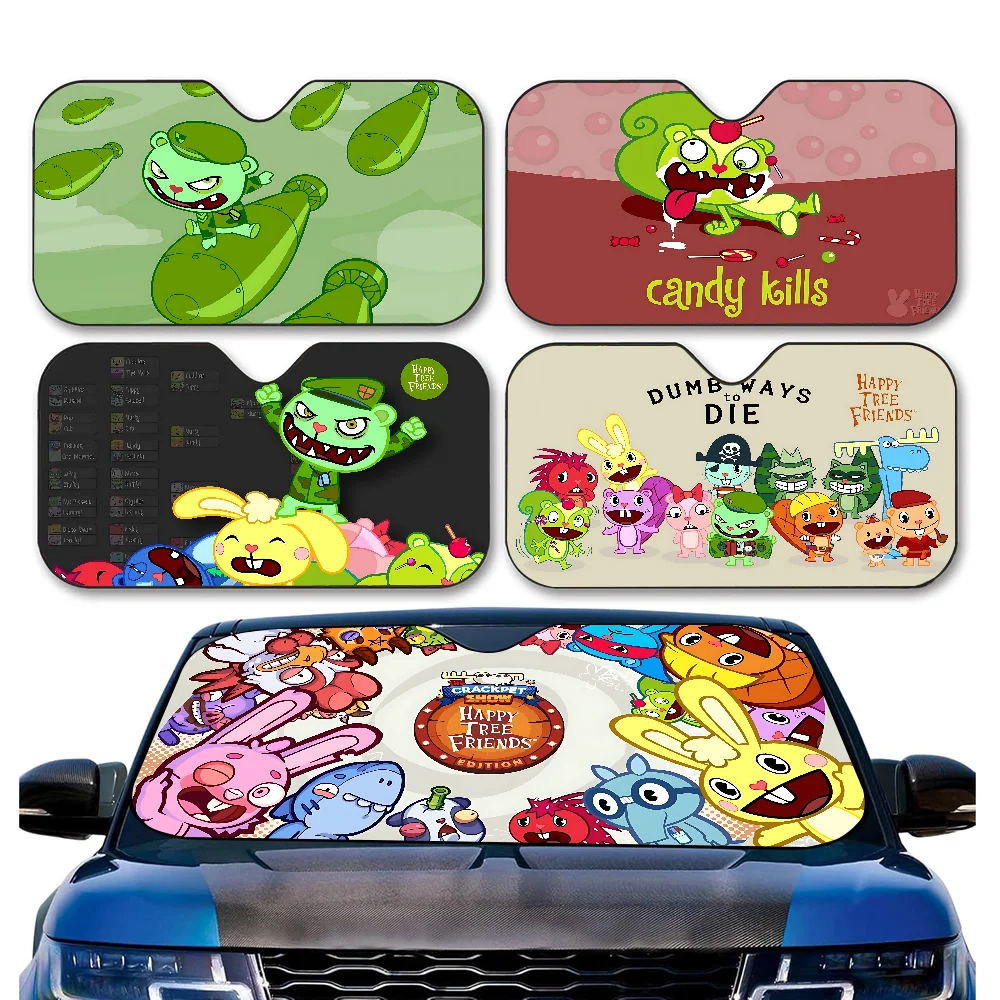 

Happy Tree Friends Novelty Car Front Windshield Sunshade 70x130cm Cartoon Foils Car Window Windscreen Cover