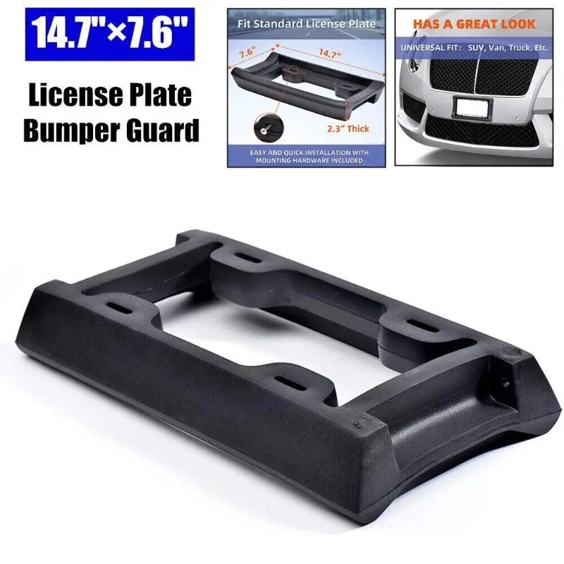 1pcs Protective Crashproof Car License Plate Cover Frame Front Bumper Guard Thick Screws Rubber Sets For Cars SUVs And Vans