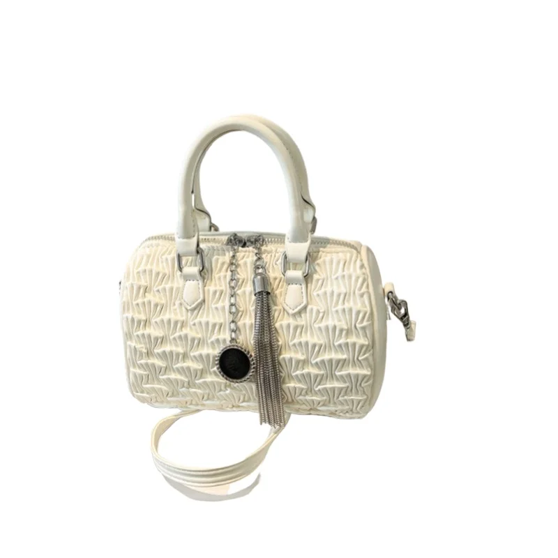 

New Style Pleated Temperament Commuting Bag Niche Fringed Handbag High-end Feel Single-shoulder Crossbody Bag Exquisite Simple