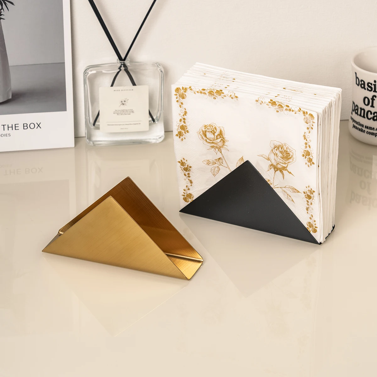 1Pc Simple and Luxurious Stainless Steel Tissue Box Desktop Decoration Box Restaurant Tissue Holder Bathroom Countertop Tissue Box Hotel Light Luxury Tissue Storage Box