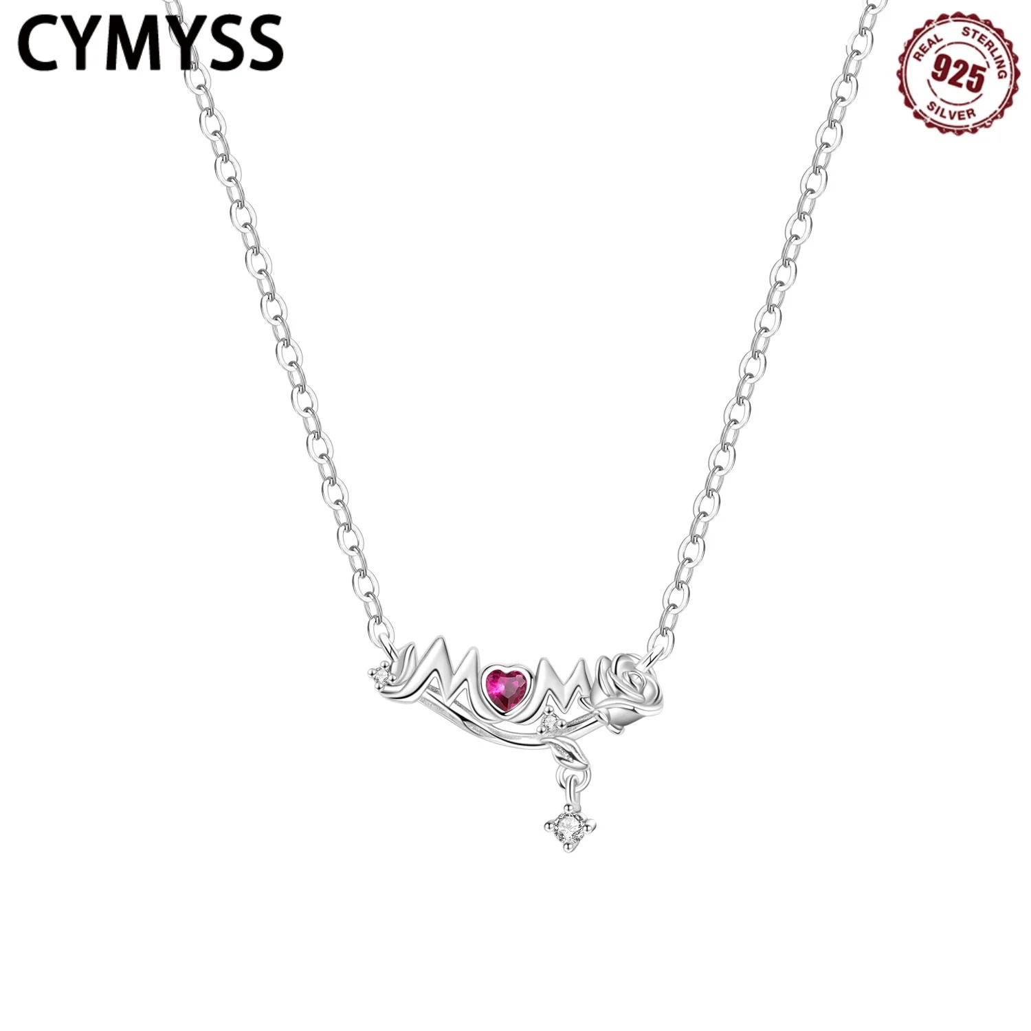 

Ожерелье CYMYSS из стерлингового серебра 925 пробы с розой MOM, женские украшения с подвесками, ожерелье для свадебной вечеринки, предпочтительный подарок для мам